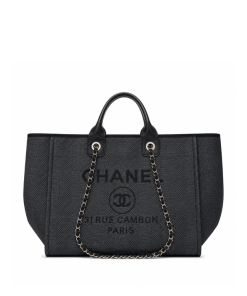 Chanel Deauville Medium Canvas Black 38Cm