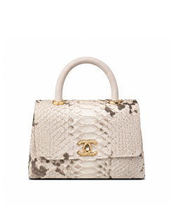 Chanel Off White Python Medium Coco Top Handle Bag 22CM
