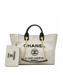 Chanel Deauville Shopping Tote Bag Grey 37Cm