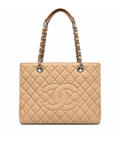 Chanel Grand Shopping Tote Bag Beige Caviar 34Cm