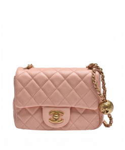 Chanel Pearl Crush Square Mini Flap Bag GHW Peachy Pink