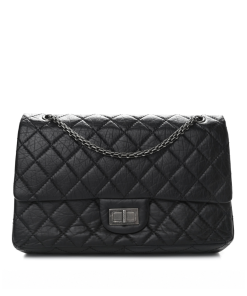 Chanel Aged Calfskin Quilted 2.55 Reissue 227 Flap Black Silver Hardware