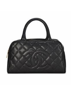 Chanel Timeless CC Quilted Caviar Bowler Bag Black 25Cm