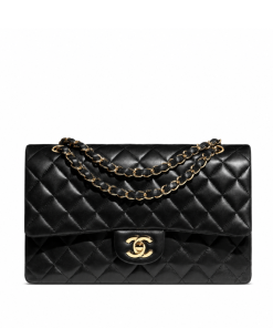 Chanel Lambskin Quilted Medium Flap Bag Black 25Cm A01112 Y01295 94305