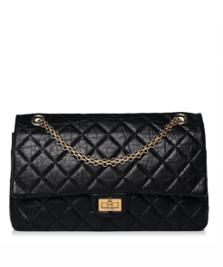 Chanel Aged Calfskin Quilted 2.55 Reissue 227 Flap Black Gold Hardware