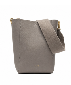 Celine Sangle Small Bucket Bag In Soft Grained Calfskin Gray Beige 26Cm