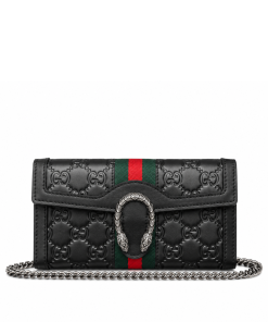Gucci Women's Dionysus GG Supreme Chain Bag Black 19Cm