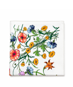 Gucci White Flora Print Silk Carré Scarf