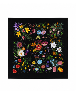Gucci Scarf Flora Print Black Multicolor Silk