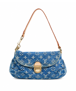 Louis Vuitton Pleaty Handbag Monogram Denim Blue 26Cm M95050