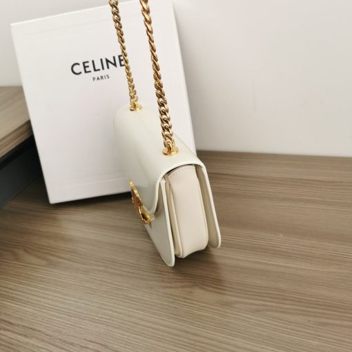 Celine Teen Chain Besace Triomphe In Shiny Calfskin White - Image 2