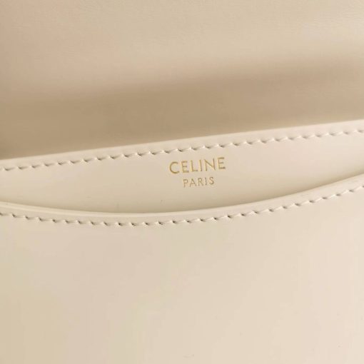 Celine Teen Chain Besace Triomphe In Shiny Calfskin White - Image 7