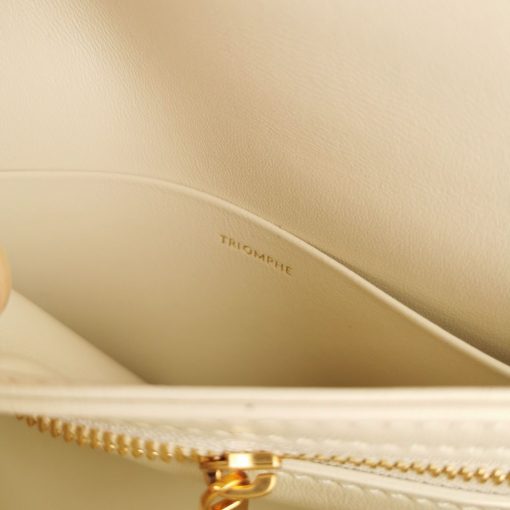 Celine Teen Chain Besace Triomphe In Shiny Calfskin White - Image 8