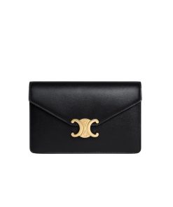 Celine Wallet On Chain Margo In Shiny Calfskin Black 20Cm 10L033Dpv 38No