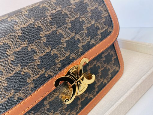 Celine Classique Triomphe Bag In Triomphe Canvas And Calfskin Tan 22Cm 191242Bz404Lu - Image 2