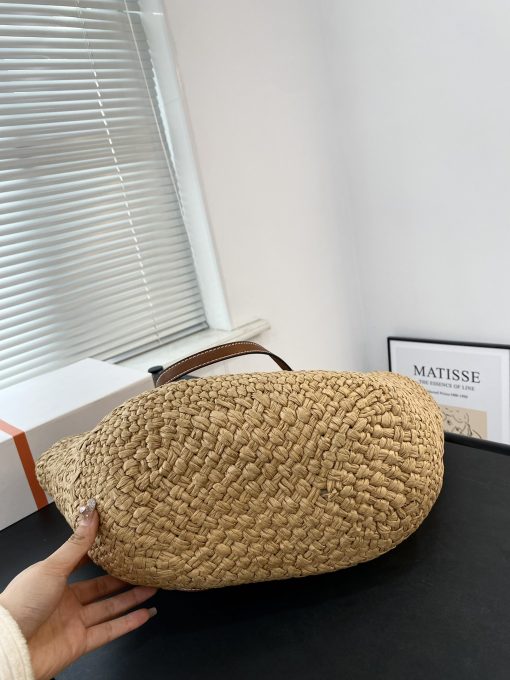 Celine Triomphe Panier In Raffia And Calfskin Tan 31Cm - Image 10