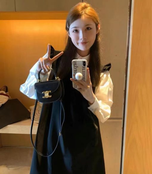 Celine Mini Besace Clea In Shiny Calfskin Black 15Cm 10L063Etz 38No - Image 5