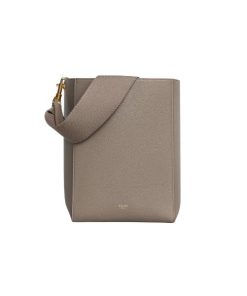 Celine Sangle Small Bucket Bag In Soft Grained Calfskin Gray Beige 26Cm