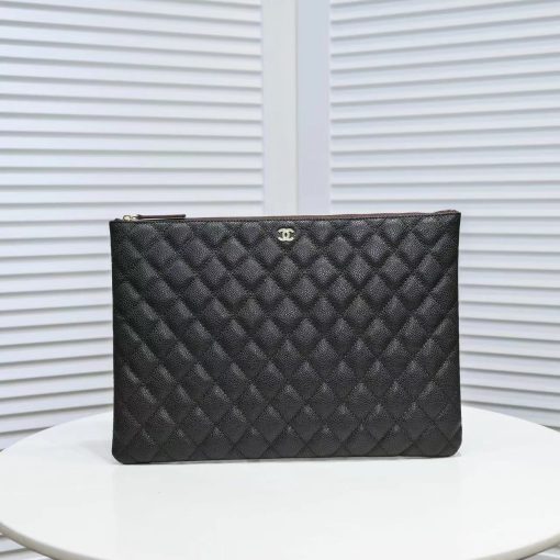 Chanel Pouch Classic Black Leather Clutch A82545 - Image 6