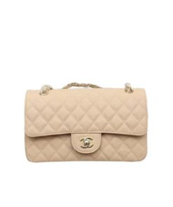 Chanel Classic Grain Gold Hardware Handbag Beige 25Cm A01112