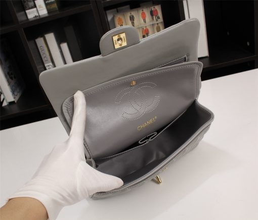 Chanel Classic Lambskin Flap Gray Gold Hardware 25Cm - Image 2