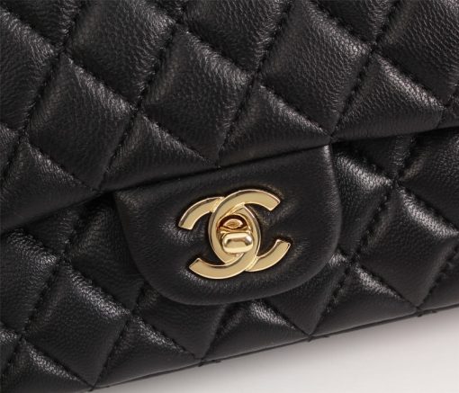 Chanel Classic Lambskin Flap Black Gold Hardware 25Cm - Image 3
