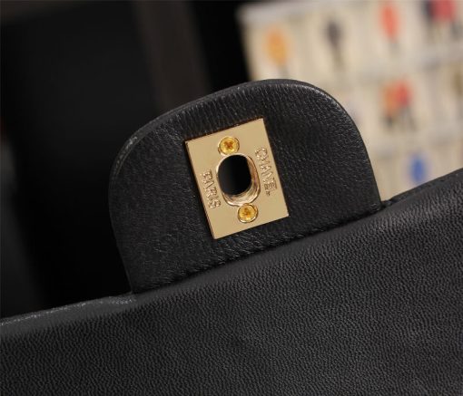 Chanel Classic Lambskin Flap Black Gold Hardware 25Cm - Image 4