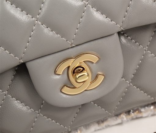 Chanel Classic Lambskin Flap Gray Gold Hardware 25Cm - Image 5