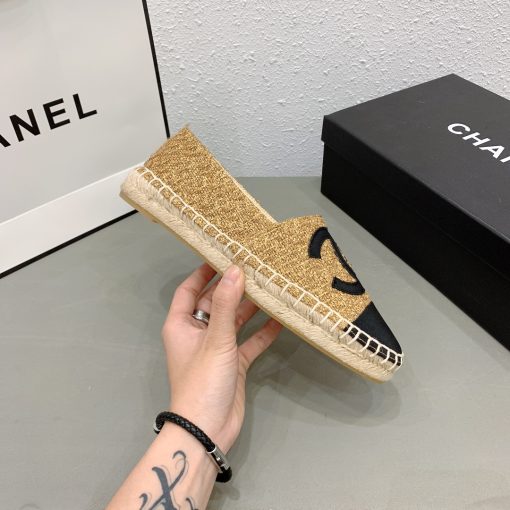 Chanel Cc Espadrilles Tweed Slip On Crinkled Beige - Image 7