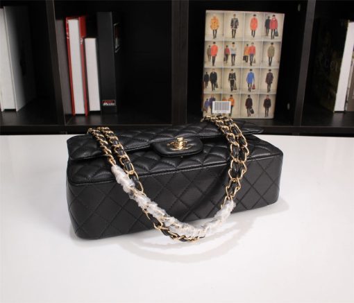 Chanel Classic Lambskin Flap Black Gold Hardware 25Cm - Image 8