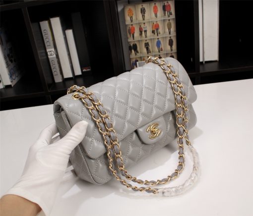 Chanel Classic Lambskin Flap Gray Gold Hardware 25Cm - Image 9