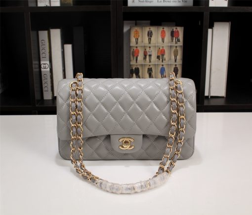 Chanel Classic Lambskin Flap Gray Gold Hardware 25Cm - Image 10