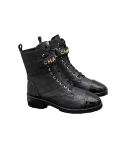 Chanel Combat Boots Lambskin And Patent Calfskin Black G45005 B13037 94305