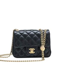 Chanel Mini Flap Bag With Flower Chain Black 18Cm