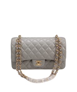 Chanel Classic Lambskin Flap Gray Gold Hardware 25Cm