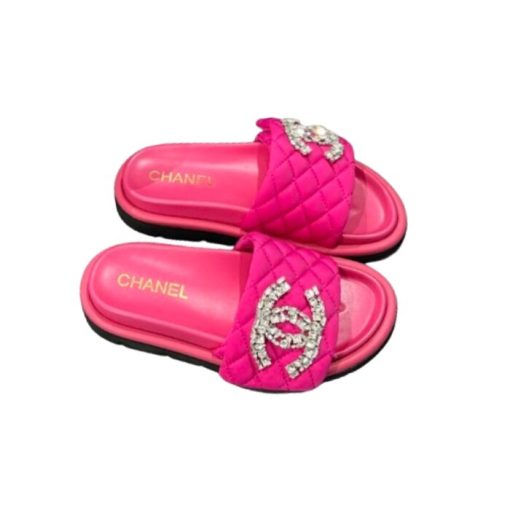 Chanel Cc Slippers Studded Pink - Image 11
