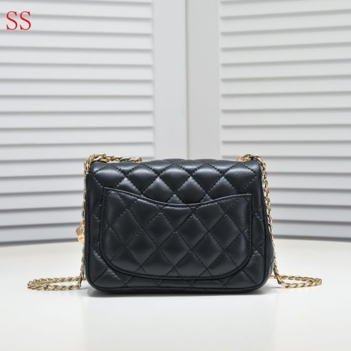 Chanel Mini Flap Bag With Flower Chain Black 18Cm - Image 3