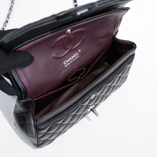Chanel Classic Flap Bag Black Leather - Image 2