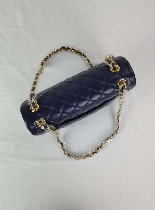 Chanel Classic Medium Lambskin Flap Navy And Gold 25Cm - Image 9