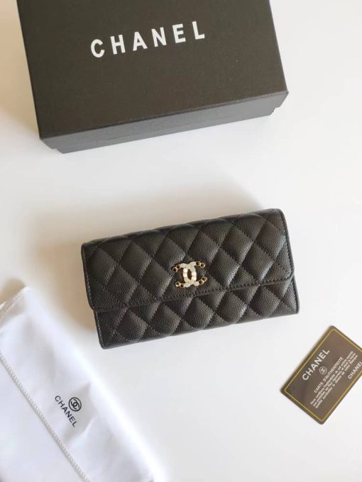 Chanel Cc 19 Quilted Black Leather Wallet - Image 5