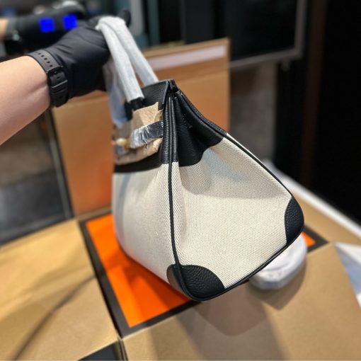 HERMES BIRKIN 25 TOILE H BLACK 25CM - Image 5