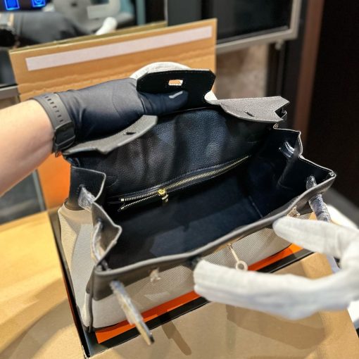 HERMES BIRKIN 25 TOILE H BLACK 25CM - Image 6