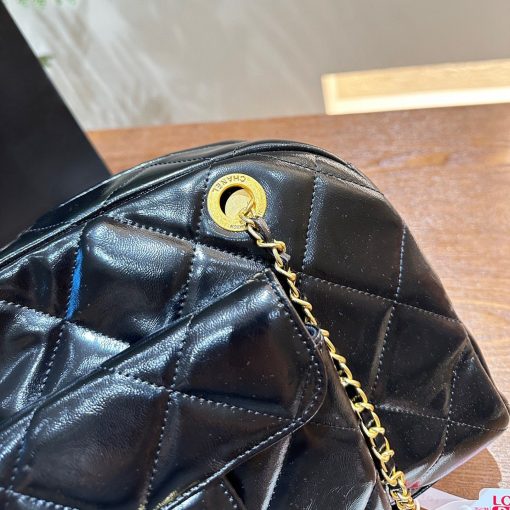 Chanel Maxi Bowling Shoulder Bag With Chain In Black 28Cm - Image 3
