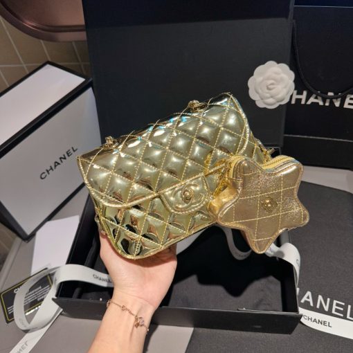 Chanel Mini Flap Bag Star Coin Purse Yellow Gold 24Cm As4646 B14873 Nt671 - Image 4