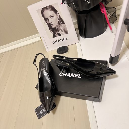Chanel Slingbacks Heels Patent Calfskin In Black G45251 B14524 94305 - Image 7