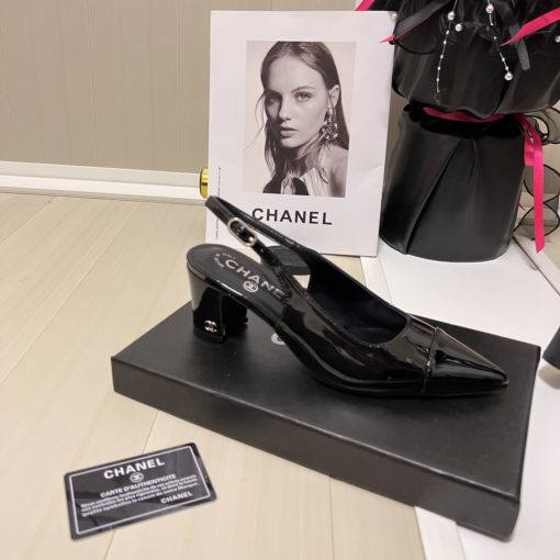 Chanel Slingbacks Heels Patent Calfskin In Black G45251 B14524 94305 - Image 5