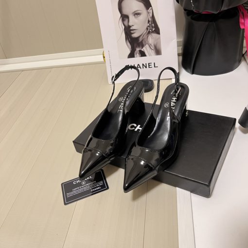 Chanel Slingbacks Heels Patent Calfskin In Black G45251 B14524 94305 - Image 3
