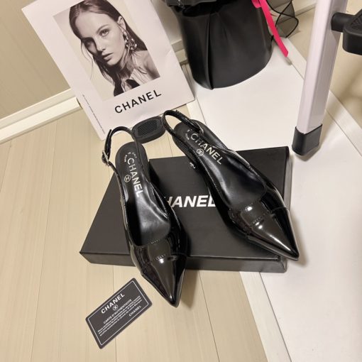 Chanel Slingbacks Heels Patent Calfskin In Black G45251 B14524 94305 - Image 2