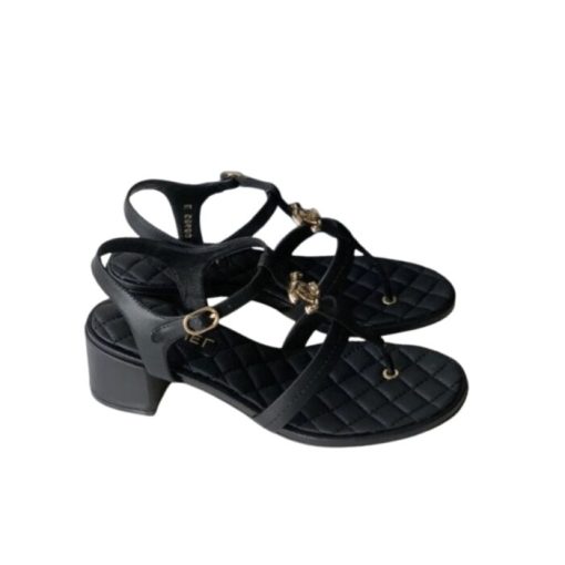 Chanel Sandal Open Round Toe Flip Flops Black - Image 11