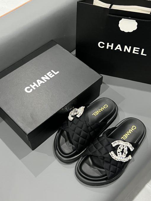 Chanel Cc Slippers Studded Black - Image 10